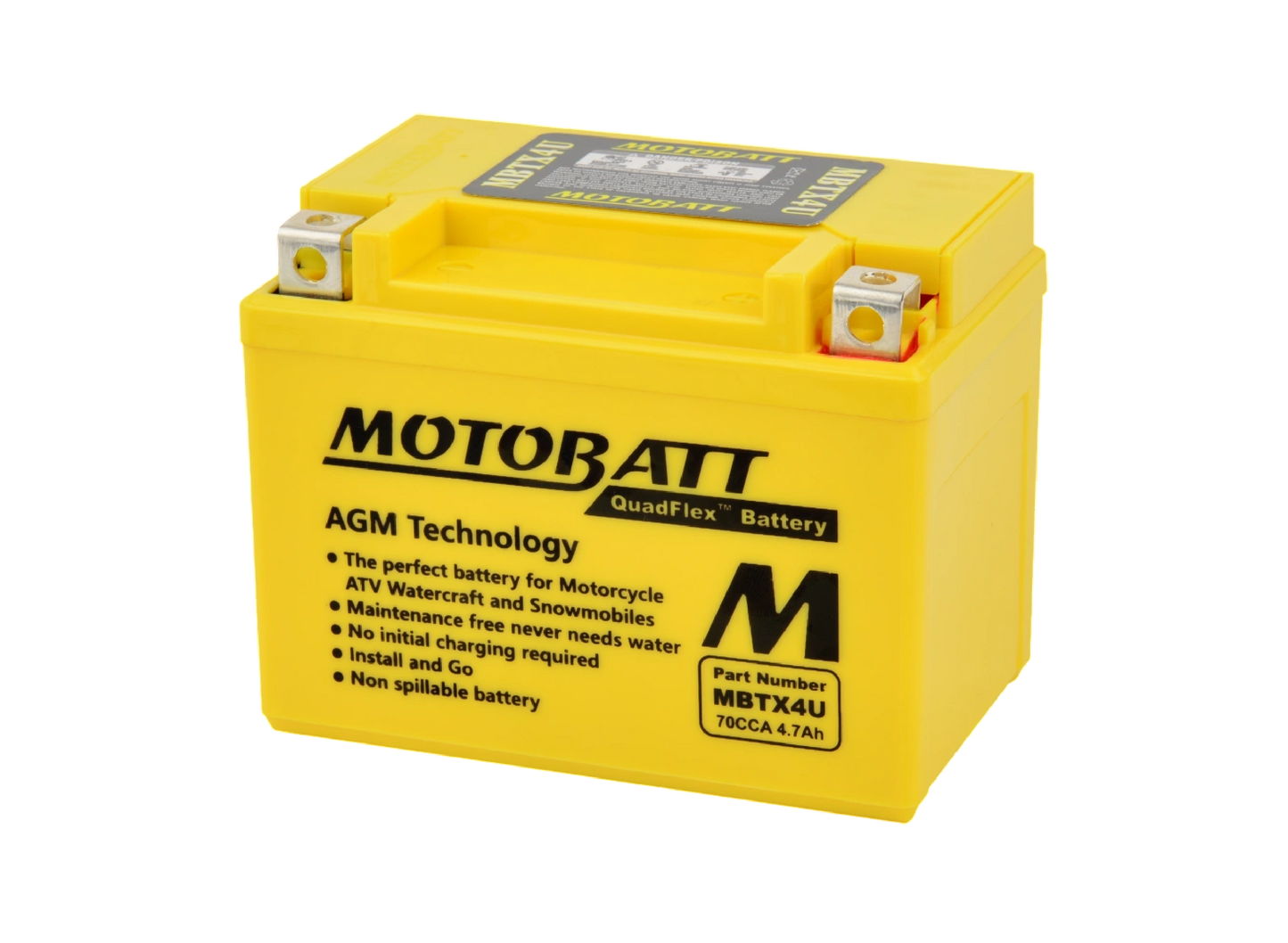 Batería Motobatt AGM Quadflex MBTX4U