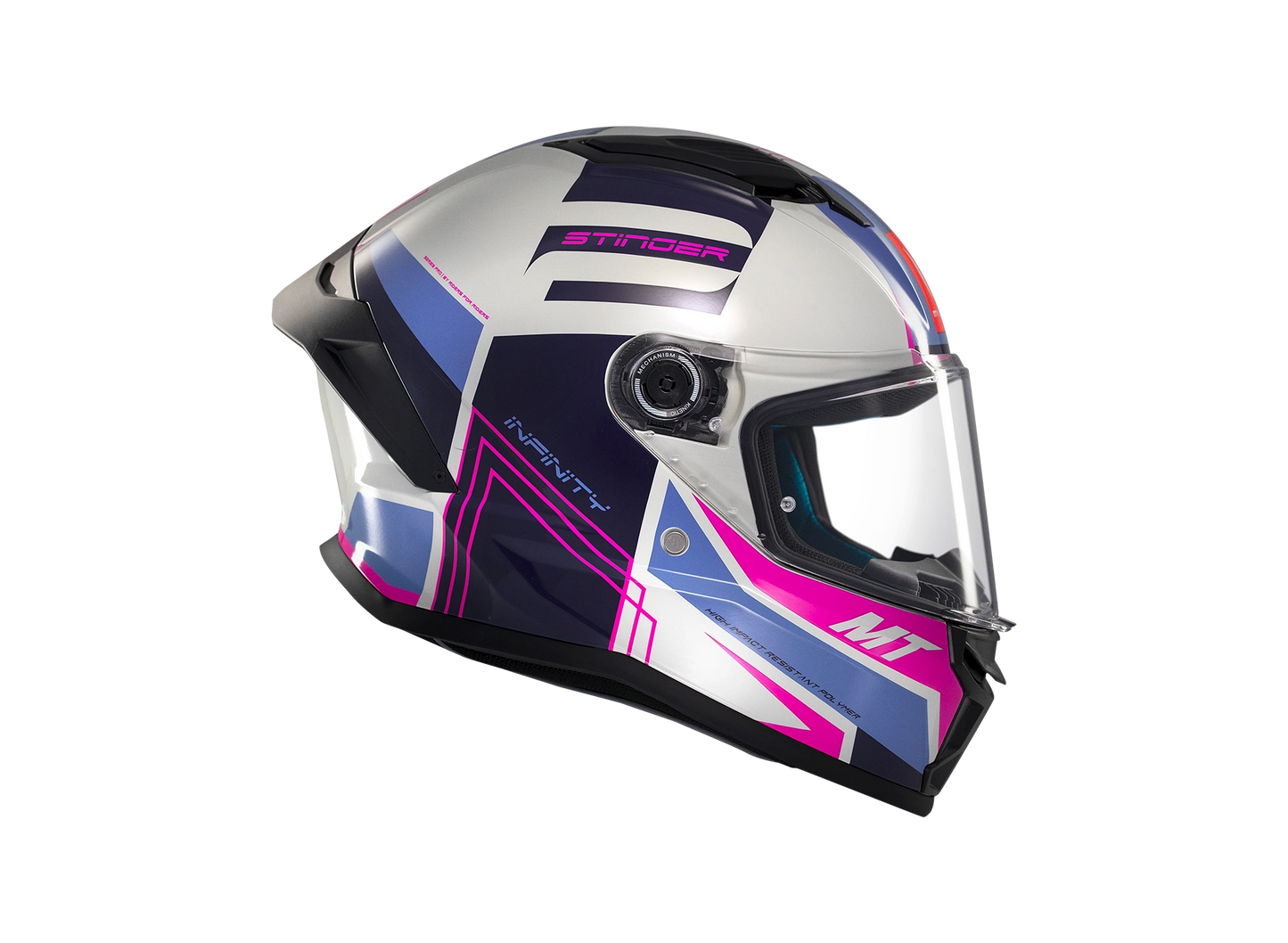 Casco MT Stinger 2 Tron White Rose Blue - Tron C8 Gloss