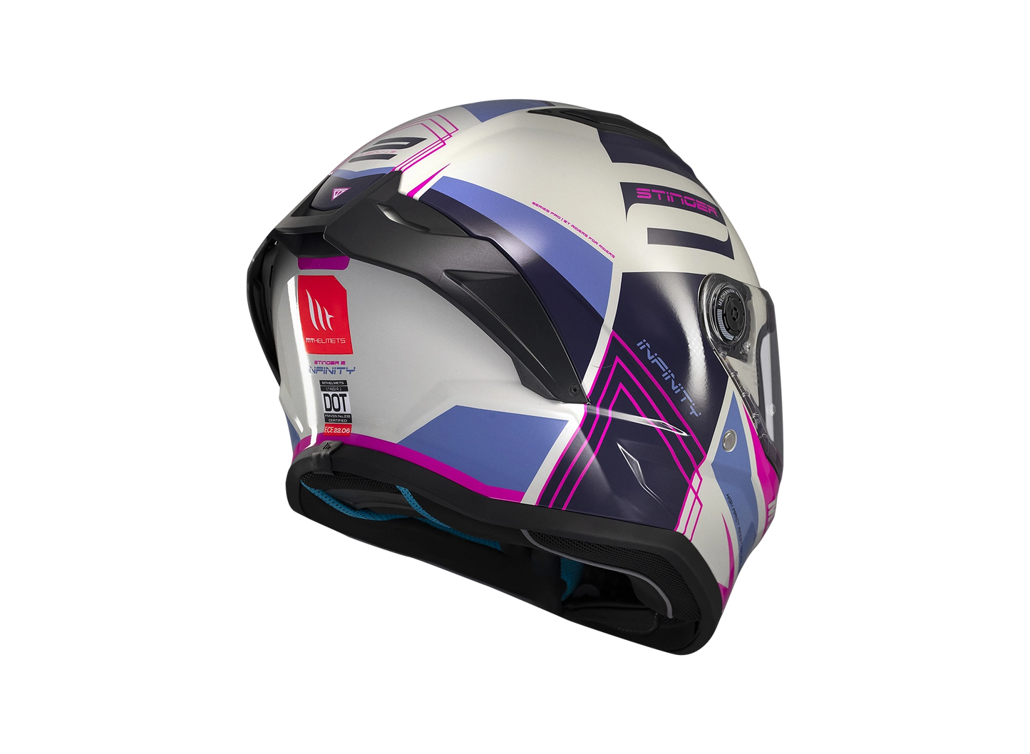 Casco MT Stinger 2 Tron White Rose Blue - Tron C8 Gloss
