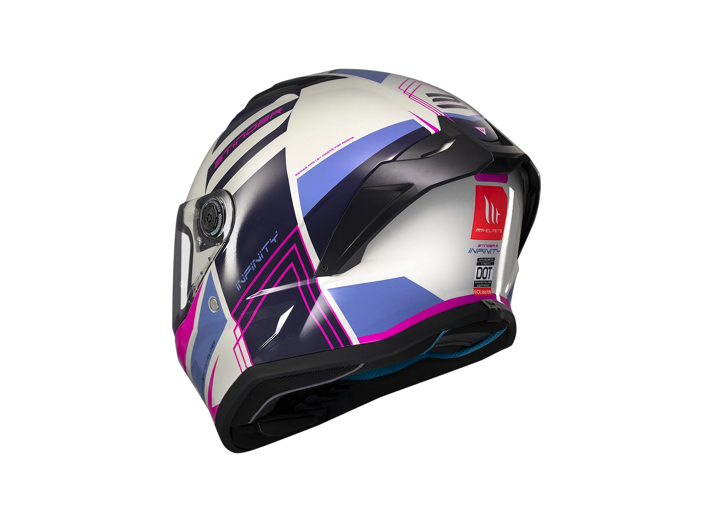 Casco MT Stinger 2 Tron White Rose Blue - Tron C8 Gloss