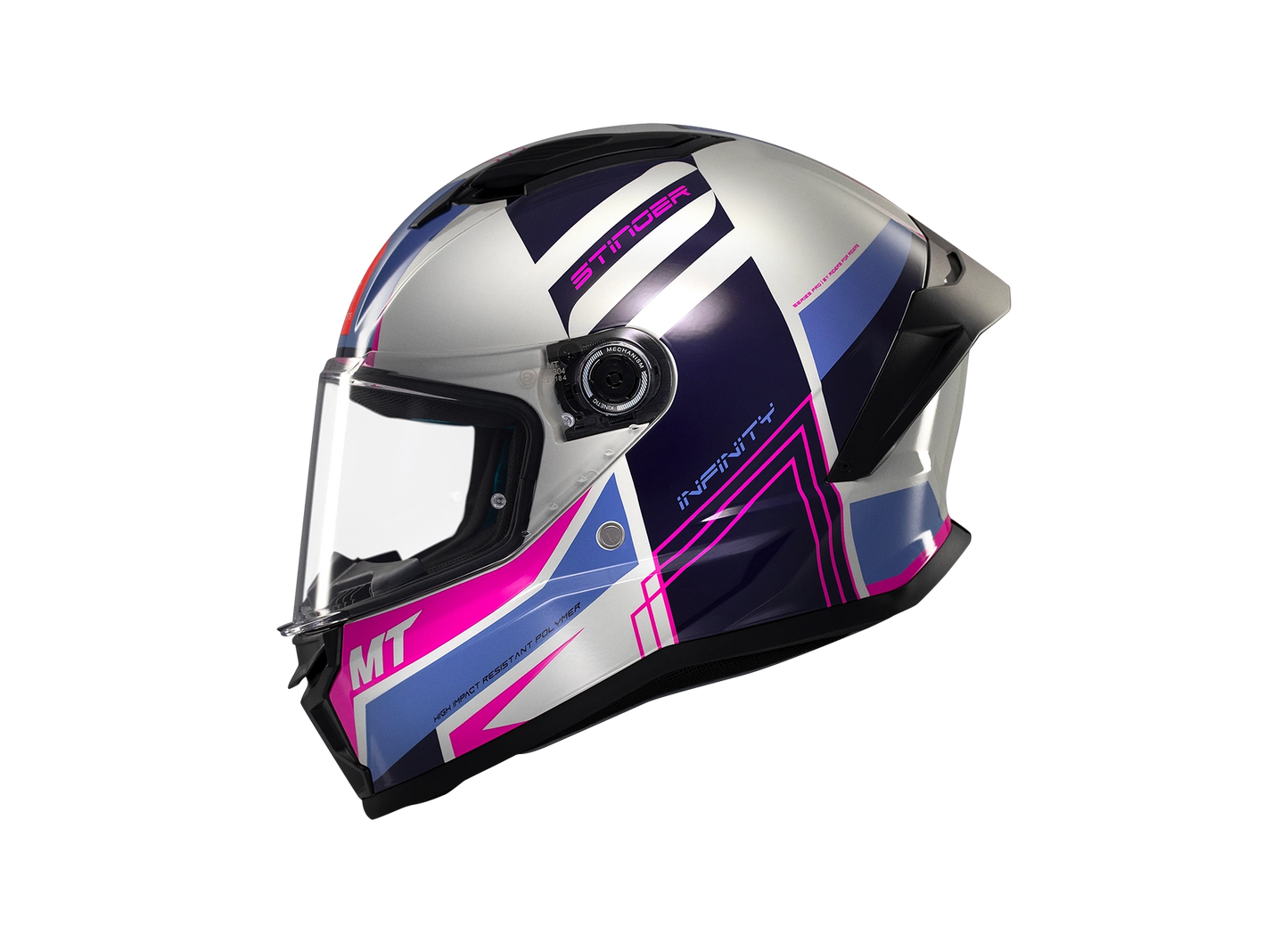 Casco MT Stinger 2 Tron White Rose Blue - Tron C8 Gloss