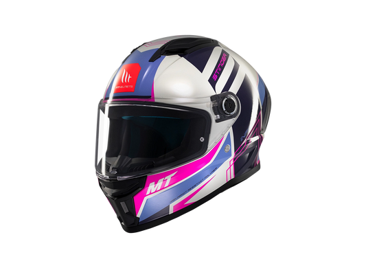 Casco MT Stinger 2 Tron White Rose Blue - Tron C8 Gloss