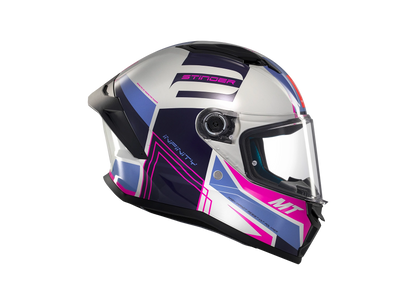 Casco MT Stinger 2 Tron White Rose Blue - Tron C8 Gloss