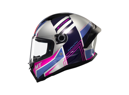 Casco MT Stinger 2 Tron White Rose Blue - Tron C8 Gloss